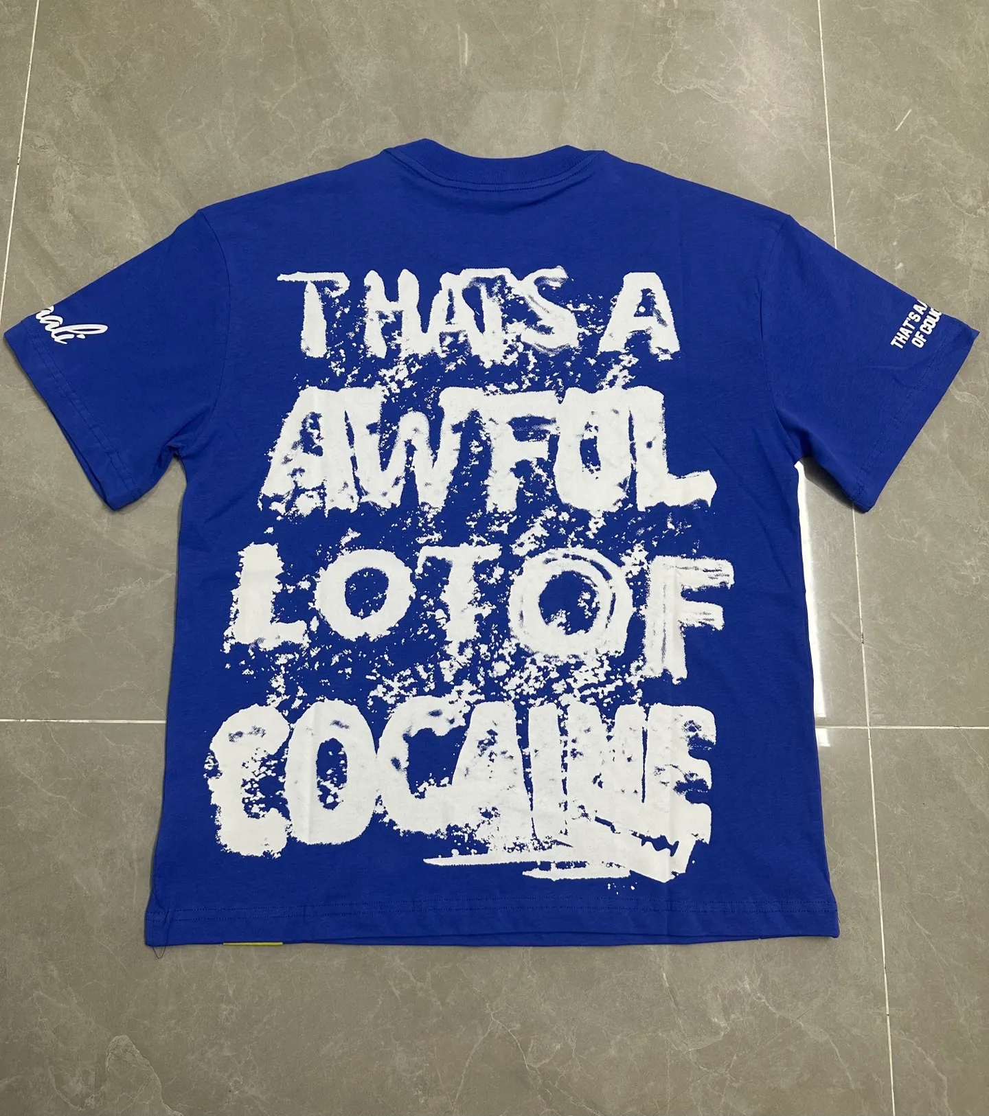 #kleinblue｜That's A AWFUL LOT OF COUGH SYRUP In Stock Real shot American simple trendy brand loose casual T-shirt Fabric (fabric): 32 counts Weight combed double yarn pure cotton Sizes (size): S-M L X L Color (colour): Klein Blue